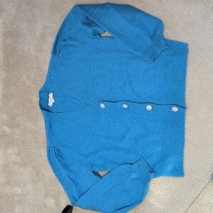Ann Taylor Loft Sparkle Button Down Blue Cardigan